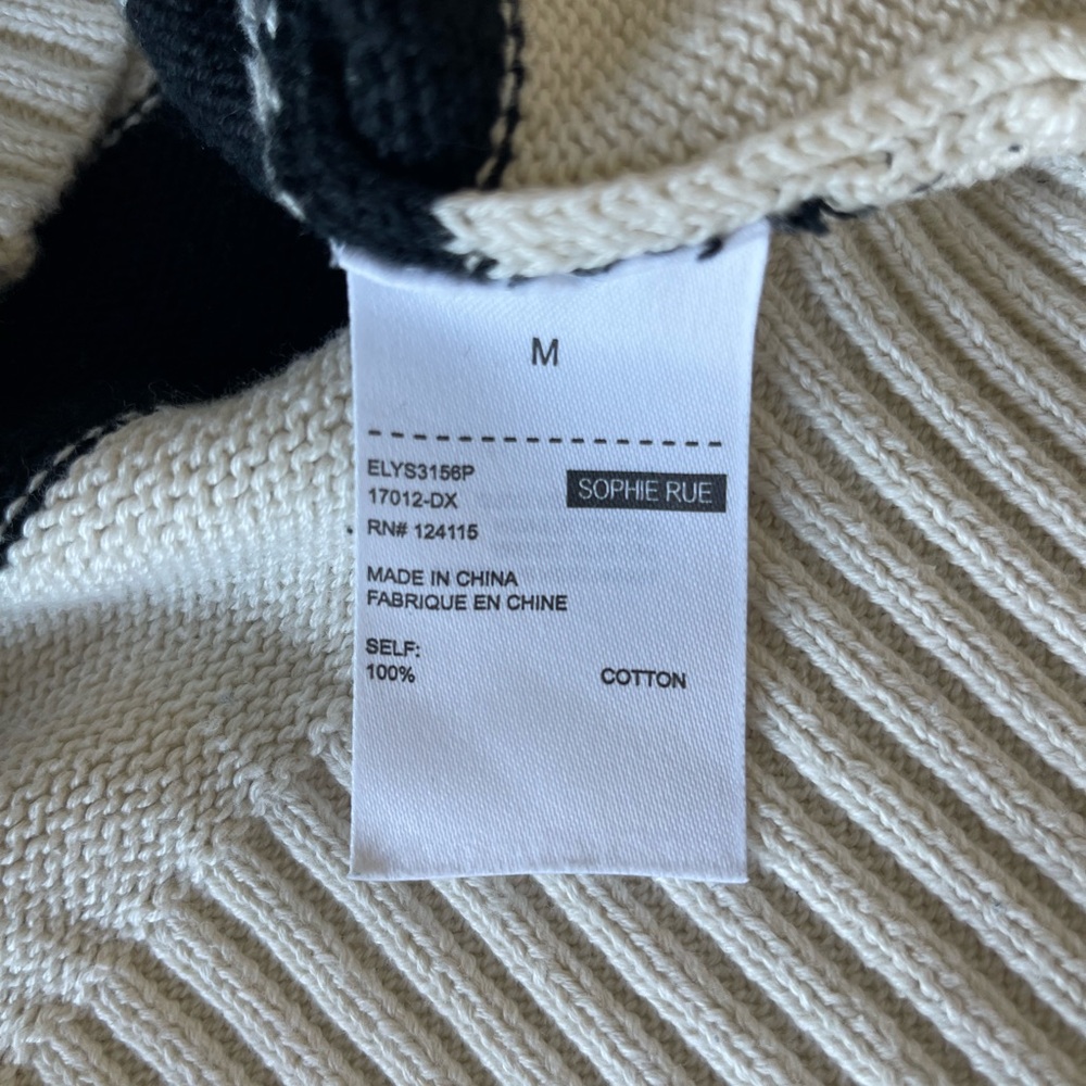 Sophie Rue Cropped Collared Cream and Black Stripped Sweater - Picture 5 of 6